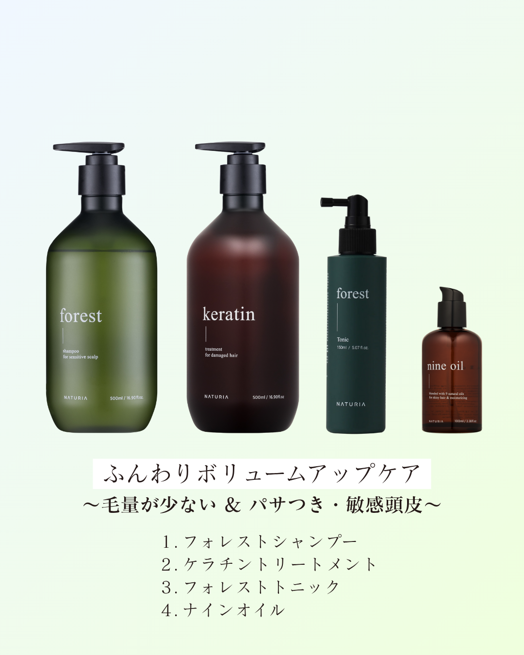 お悩みセット⑥ふんわりボリュームアップケア ~毛量が少ない & パサつき・敏感頭皮~